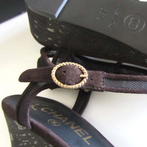 💃CHANEL Camellia sandals, wedge heel size 37 - Picture 4 of 7